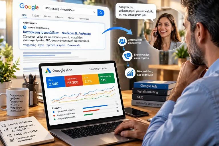 Προγραμματιστής ασχολείται με καμπάνια Google Ads