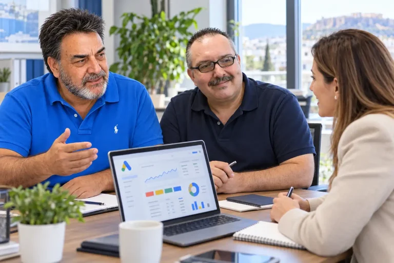 επαγγελματική συζήτηση για διαφήμιση google ads